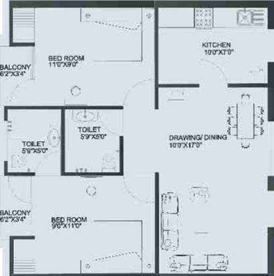 2 BHK Flat in Satya Malwa County in Bypass Road, Indore - Image 501677