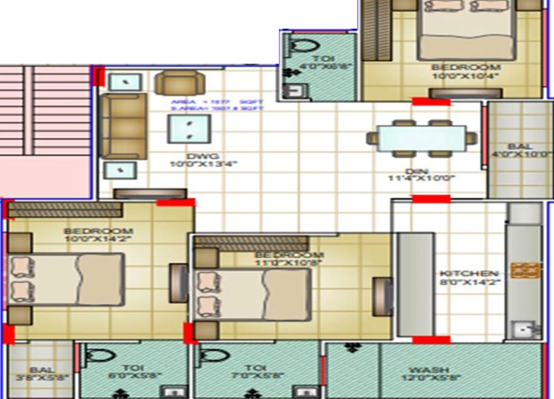 3 BHK Flat in Shree Courtyard Palm in Jakhya, Indore - Image 502126