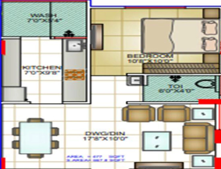 1 BHK Flat in Shree Courtyard Palm in Jakhya, Indore - Image 502122