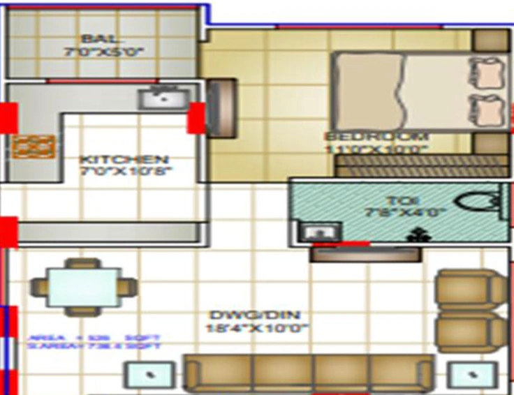 1 BHK Flat in Shree Courtyard Palm in Jakhya, Indore - Image 502123
