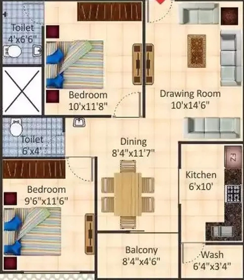 2 BHK Flat in Tulip Garden in Bypass Road, Indore - Image 502339