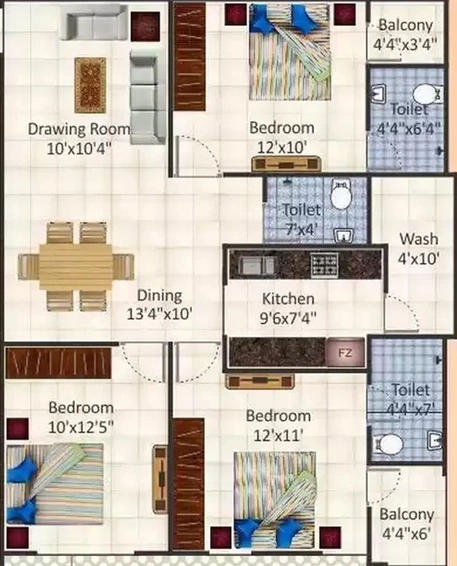 3 BHK Flat in Tulip Garden in Bypass Road, Indore - Image 502341