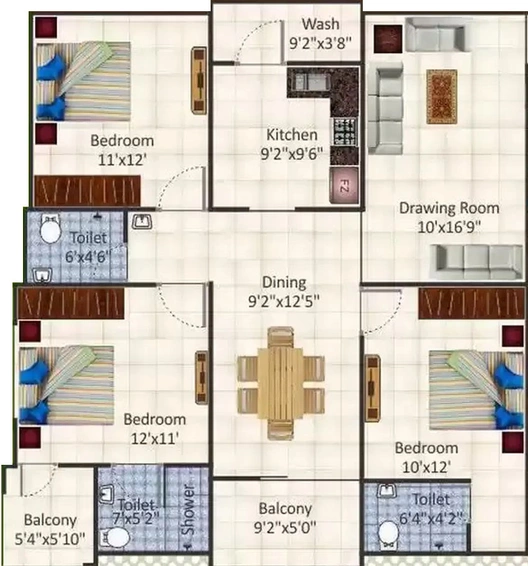3 BHK Flat in Tulip Garden in Bypass Road, Indore - Image 502343