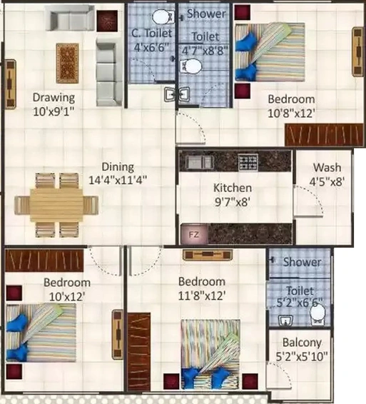 3 BHK Flat in Tulip Garden in Bypass Road, Indore - Image 502342