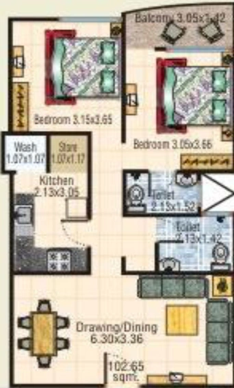 2 BHK Flat in Sarthak Galaxy 2 in Bypass Road, Indore - Image 502494
