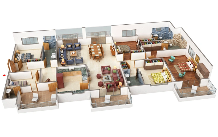 4 BHK Flat in Kalpataru Grandeur in New Palasia, Indore - Image 503071
