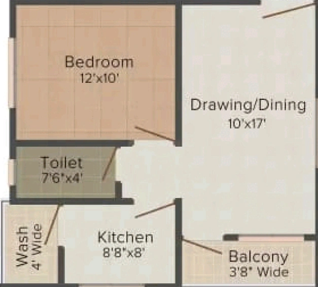 1 BHK Flat in Pranaam Sai Residency in Ujjain Road, Indore - Image 503303