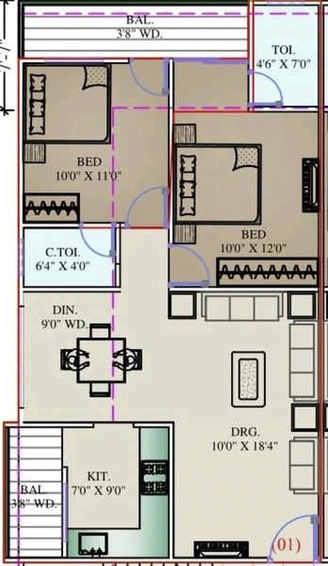 2 BHK Flat in Shree Sai Dham in Vijay Nagar, Indore - Image 570414
