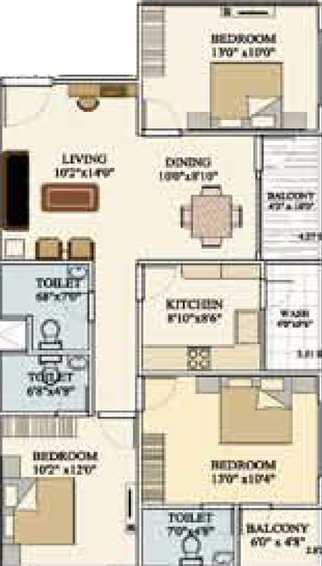 3 BHK Flat in Vastu Siddhanta Niketan in Bhawrasla, Indore - Image 504052