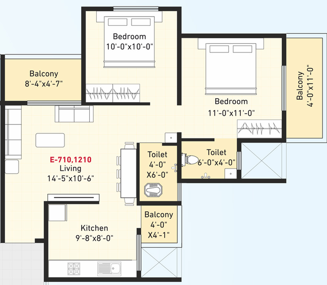 2 BHK Flat in Unique Infra Hexa Towers in Moshi, Pune - Image 429969