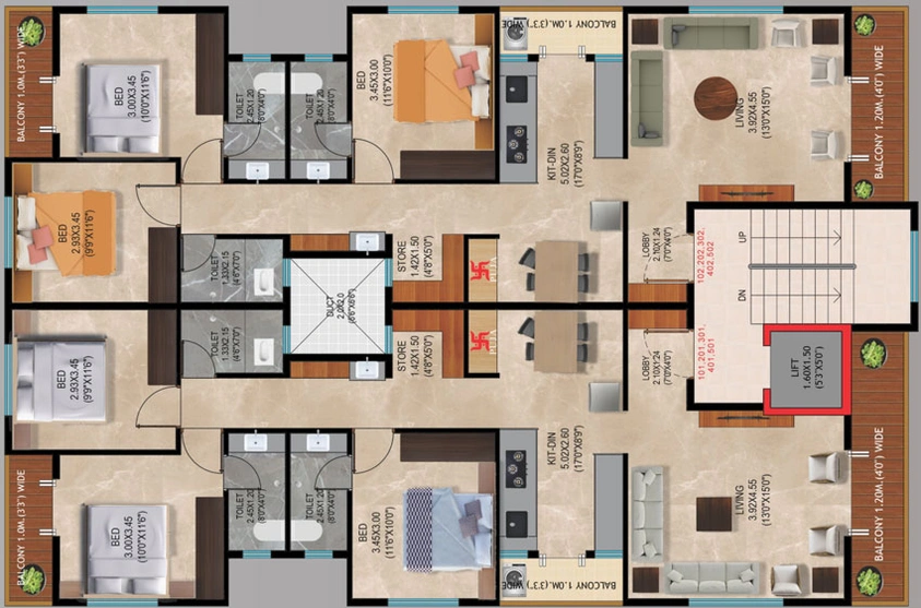 Floor Plan of Atreya Residency in Mumbai Naka, Nashik - Image 13810
