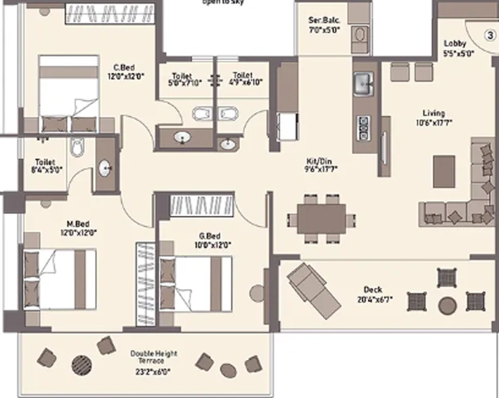 3 BHK Flat in Patil Prangan in Gangapur Road, Nashik - Image 563068