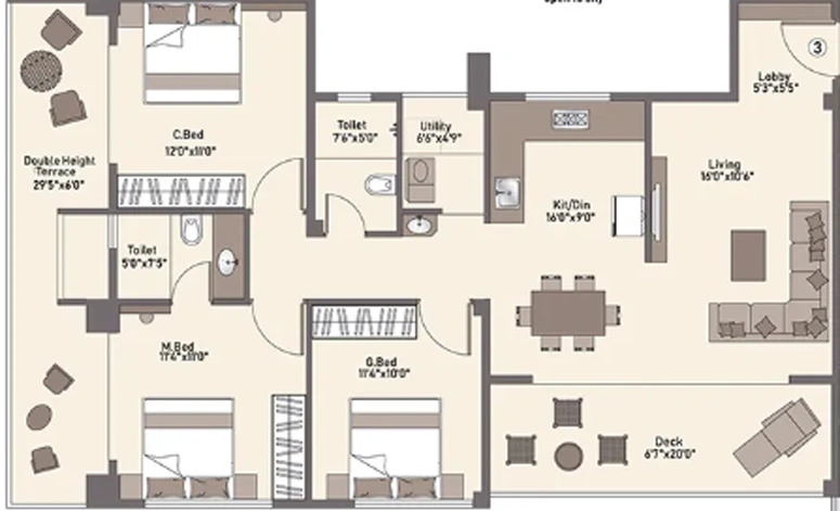 3 BHK Flat in Patil Prangan in Gangapur Road, Nashik - Image 563067