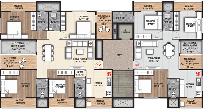 Floor Plan of Rushiraj Manjula in Pathardi Phata, Nashik - Image 14006