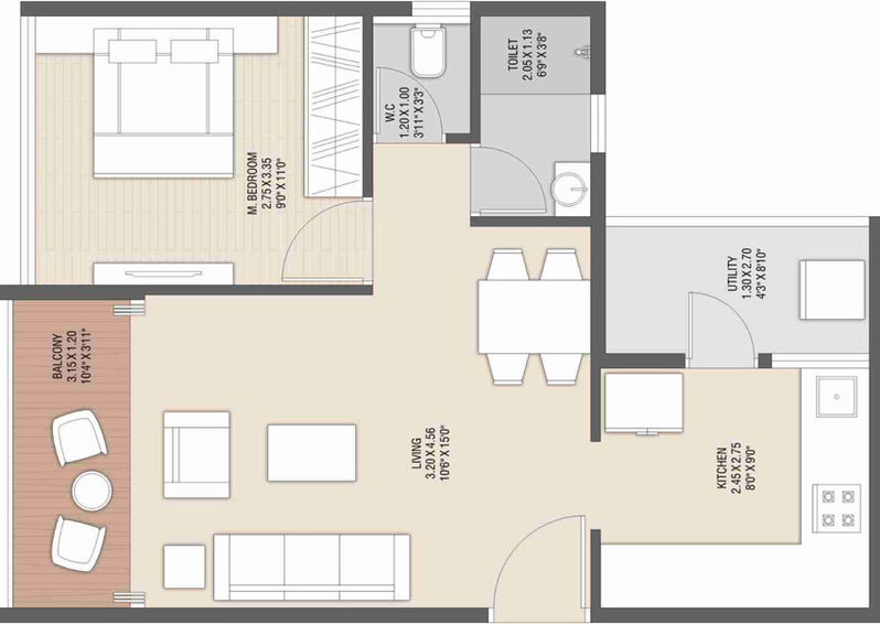 1 BHK Flat in Yogeshwar Shivalik Skygreen in Pathardi Phata, Nashik - Image 427417