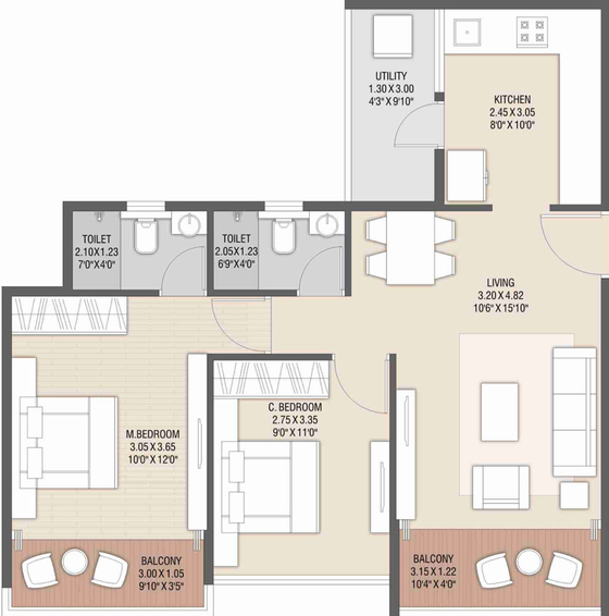 2 BHK Flat in Yogeshwar Shivalik Skygreen in Pathardi Phata, Nashik - Image 427418