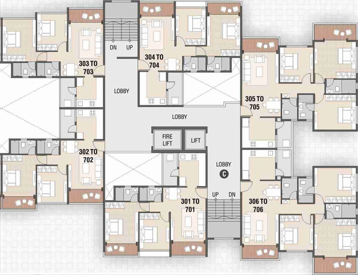 Floor Plan of Yogeshwar Shivalik Skygreen in Pathardi Phata, Nashik - Image 14046