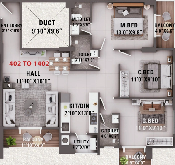 2 BHK Flat in Yogeshwar Shivalik Skyraa in Adgaon, Nashik - Image 427630