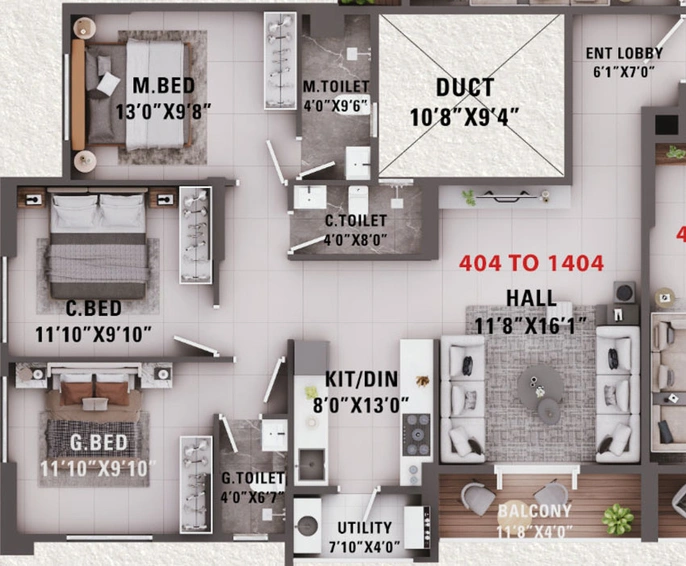 3 BHK Flat in Yogeshwar Shivalik Skyraa in Adgaon, Nashik - Image 427631