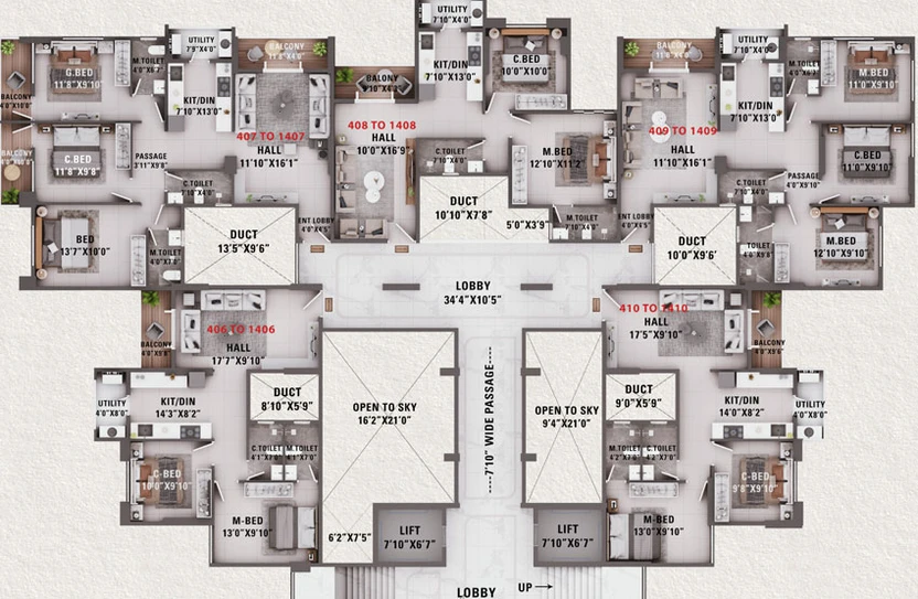 Floor Plan of Yogeshwar Shivalik Skyraa in Adgaon, Nashik - Image 14077