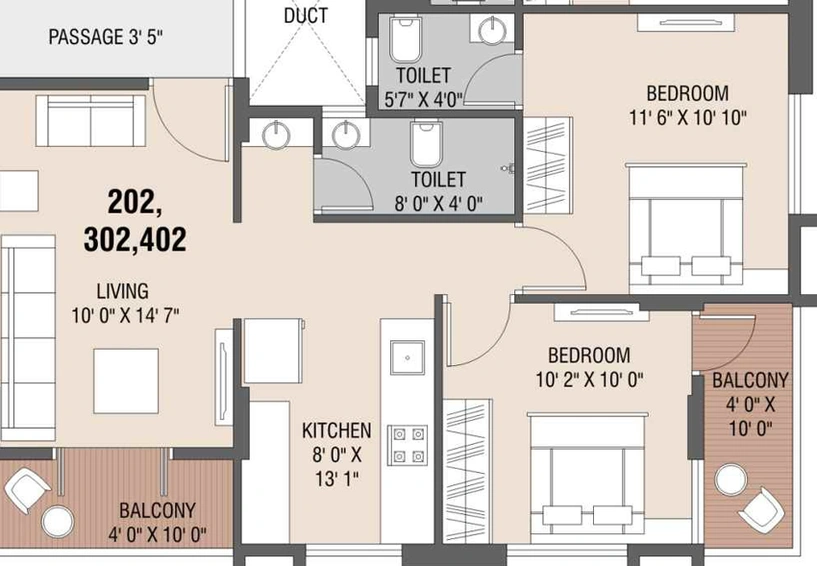 2 BHK Flat in Yogeshwar Shivalik Sankul in Indira Nagar, Nashik - Image 427722