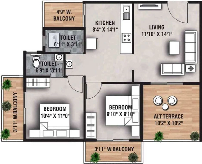 2 BHK Flat in Jaybhave Raj Crest in Indira Nagar, Nashik - Image 427798