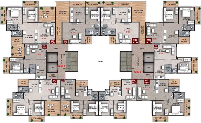 Floor Plan of Jaybhave Raj Crest in Indira Nagar, Nashik - Image 14171