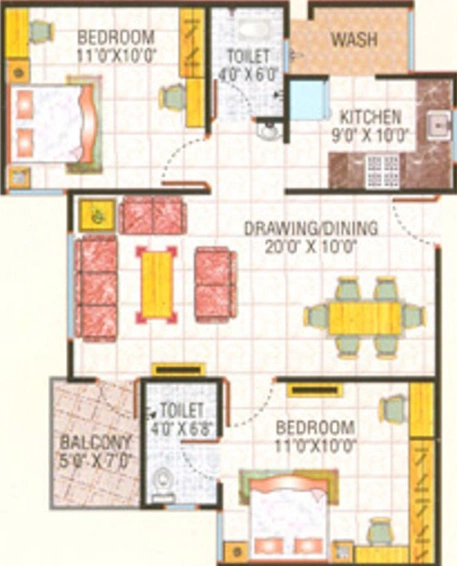 2 BHK Flat in Kalindi Mid Town in Bypass Road, Indore - Image 504500