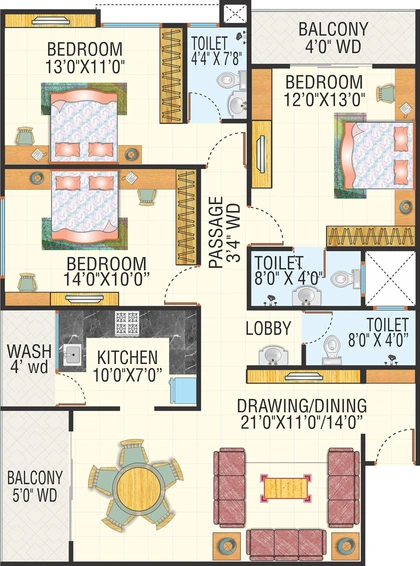 3 BHK Flat in Kalindi Mid Town in Bypass Road, Indore - Image 504501