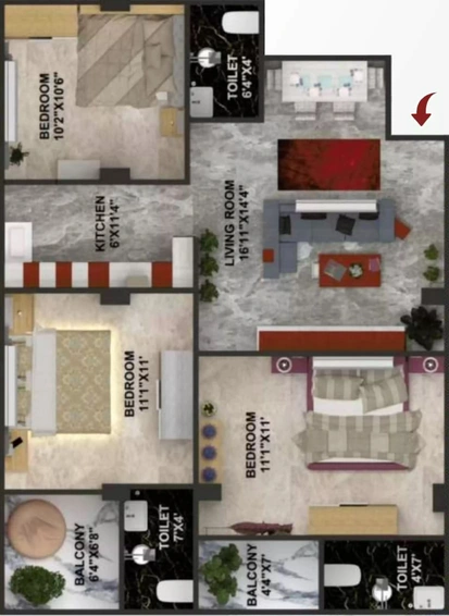 3 BHK Flat in Mangala Luxury Landmark in Bhawrasla, Indore - Image 504671