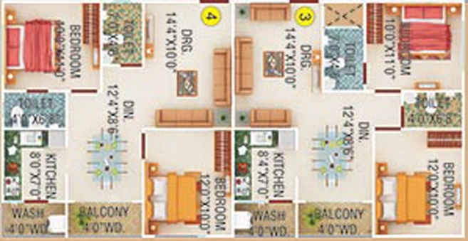Floor Plan of Agarwal Sanjana Park 2 in Rau, Indore - Image 53239