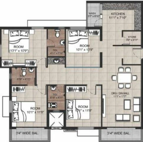 4 BHK Flat in MP Rainbow Residency in New Palasia, Indore - Image 693734