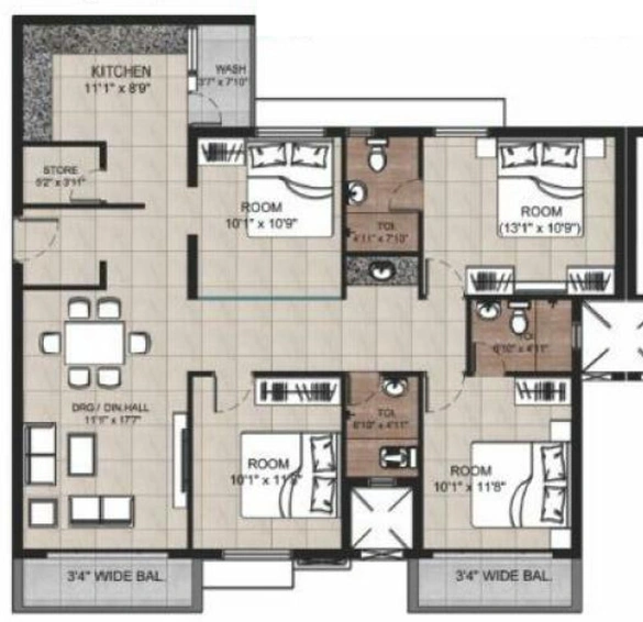 4 BHK Flat in MP Rainbow Residency in New Palasia, Indore - Image 693735