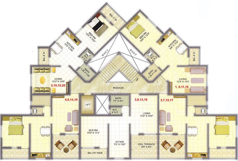 Floor Plan of Aditya Pride Sai Darshan in Nashik Road, Nashik - Image 14558