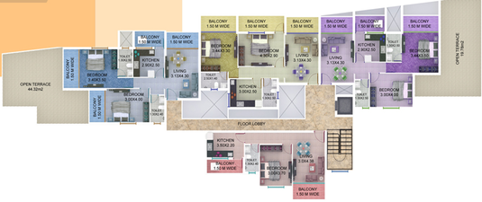Floor Plan of Ashvamedh Heights in Bicholim, Goa - Image 43588