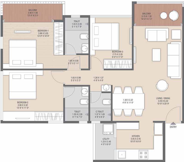 3 BHK Flat in Shreeji Infinia in Tapovan Road, Nashik - Image 428924