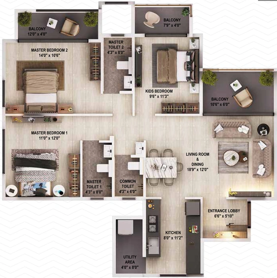 3 BHK Flat in Shreeji Excelencia in Gangapur Road, Nashik - Image 428980