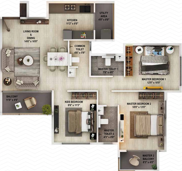 3 BHK Flat in Shreeji Excelencia in Gangapur Road, Nashik - Image 428978