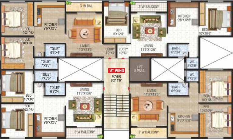 Floor Plan of Sadashiv Shivalay Heights in Makhmalabad, Nashik - Image 14713