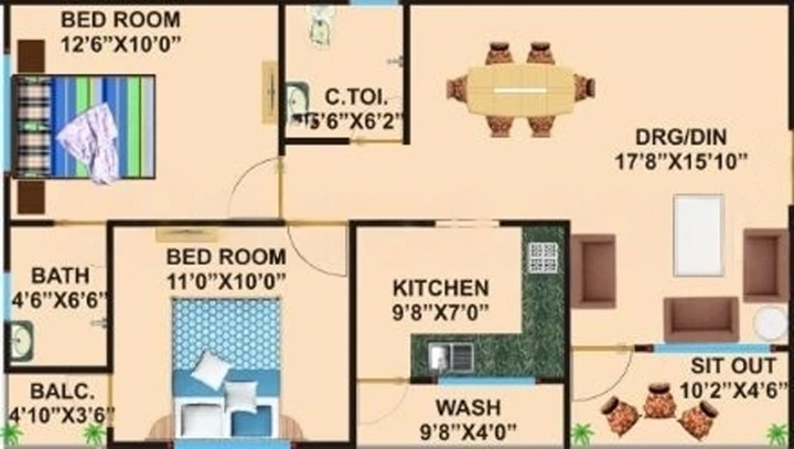 2 BHK Flat in NRK Vishal Green View in Chhota Bangarda, Indore - Image 508434