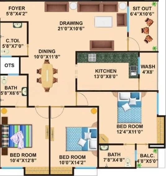 3 BHK Flat in NRK Vishal Green View in Chhota Bangarda, Indore - Image 508438