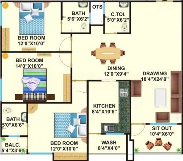 3 BHK Flat in NRK Vishal Green View in Chhota Bangarda, Indore - Image 508439