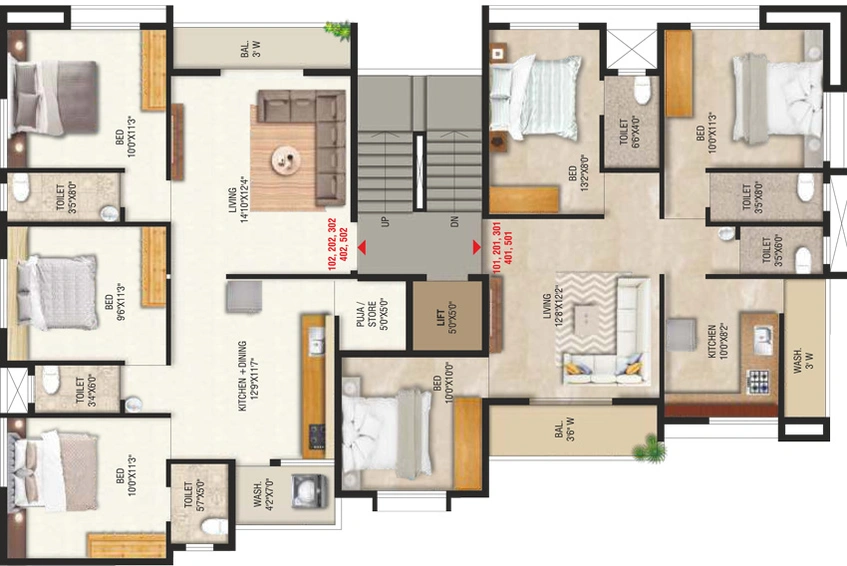 Floor Plan of Sadashiv Shiv Kunj in Indira Nagar, Nashik - Image 124156