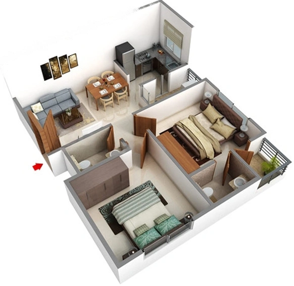 2 BHK Flat in Raj Shreeji Heights in Bicholi Mardana, Indore - Image 508574