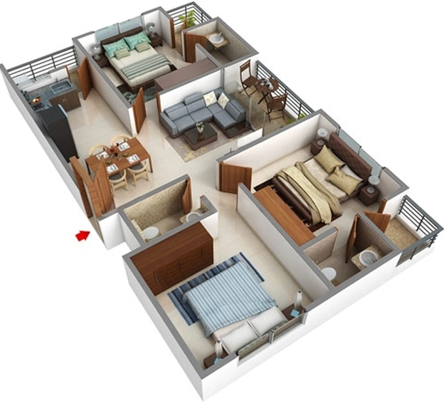 3 BHK Flat in Raj Shreeji Heights in Bicholi Mardana, Indore - Image 508575