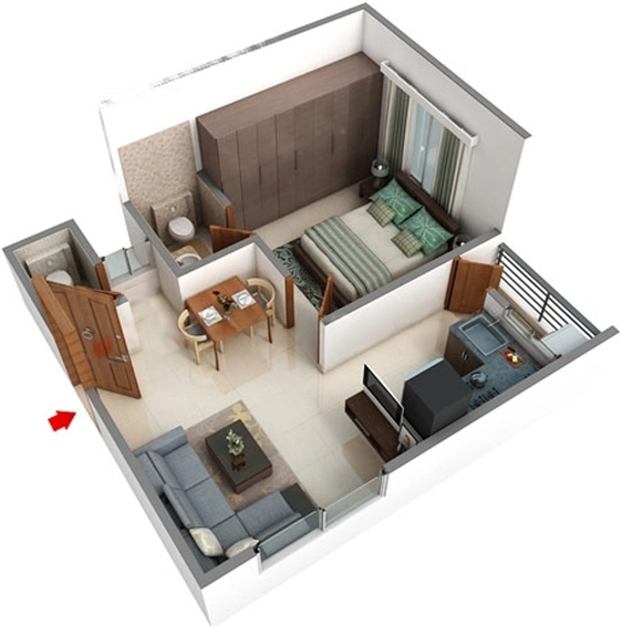 1 BHK Flat in Raj Shreeji Heights in Bicholi Mardana, Indore - Image 508573