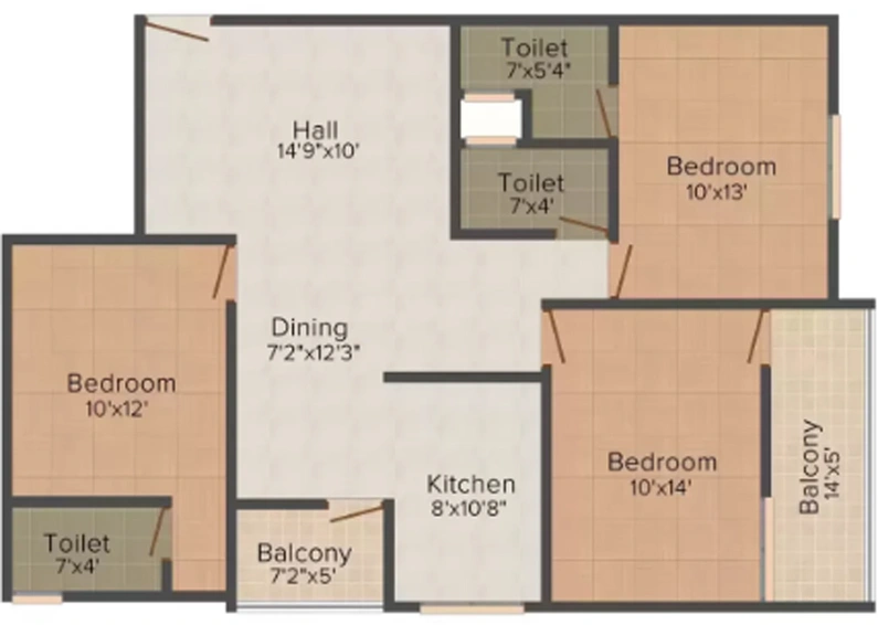 3 BHK Flat in Radhika Shanti View in Khandwa Road, Indore - Image 508031