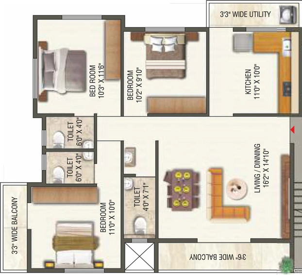 3 BHK Flat in Sadashiv Shiv Sparsh in Indira Nagar, Nashik - Image 784826