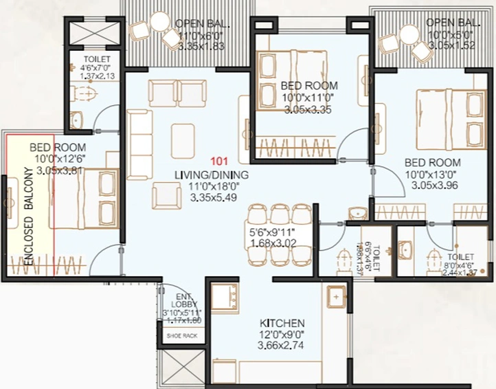 3 BHK Flat in Sukhwani Araya in Rahatani, Pune - Image 430320