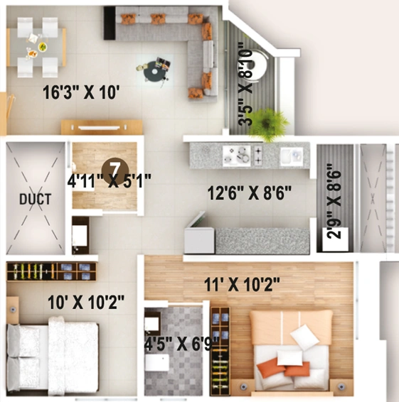 2 BHK Flat in Jay Sai Court in Dwarka, Nashik - Image 429404